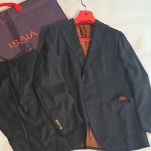 Isaia 2 Button Suit, Grey & Copper, NWT, IT52R, US44